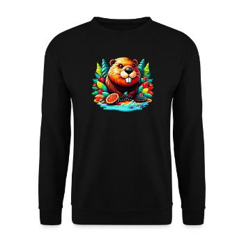 Beaver - Unisex Sweatshirt - black - Front - Alina (178cm) & Michal (187cm)