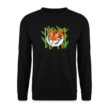 Tigerkopf - Unisex Pullover - Schwarz - Vorne - Alina (178cm) & Michal (187cm)