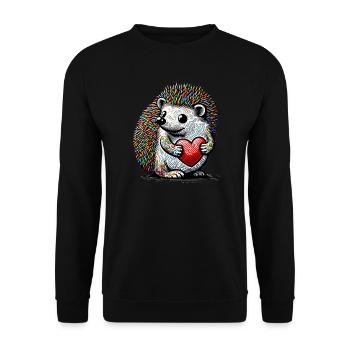Igel mit Herz - Unisex Pullover - Schwarz - Vorne - Alina (178cm) & Michal (187cm)