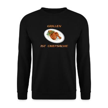 Hähnchen Grillen - Unisex Pullover - Schwarz - Vorne - Alina (178cm) & Michal (187cm)