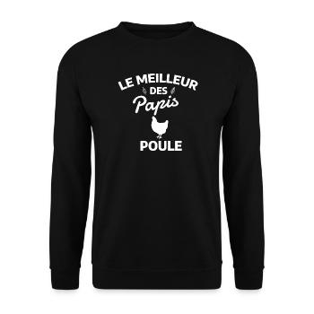 Humorvolles Zitat von Papis für Henne - Unisex Pullover - Schwarz - Vorne - Alina (178cm) & Michal (187cm)