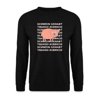 Pig with writing in the background - Unisex Sweatshirt - black - Front - Alina (178cm) & Michal (187cm)