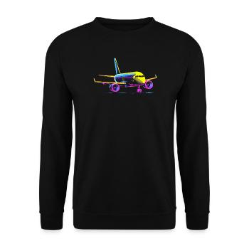 Flugzeug Cartoon Stil - Unisex Pullover - Schwarz - Vorne - Alina (178cm) & Michal (187cm)