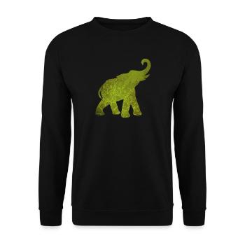 Yoga Green Elephant Pattern Mediatation India om - Unisex Sweatshirt - black - Front - Alina (178cm) & Michal (187cm)