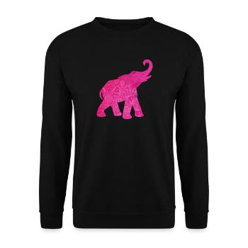 Yoga Pink Elephant Meditation Energy Mandala Decoration - Unisex Sweatshirt - black - Front - Alina (178cm) & Michal (187cm)