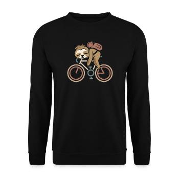 Retro Fahrrad Faultier Tour comic lustig Rennrad - Unisex Pullover - Schwarz - Vorne - Alina (178cm) & Michal (187cm)