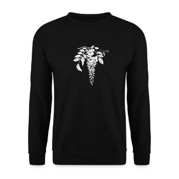 Elegante Wisteria-Illustration für Kleidung - Unisex Pullover - Schwarz - Vorne - Alina (178cm) & Michal (187cm)