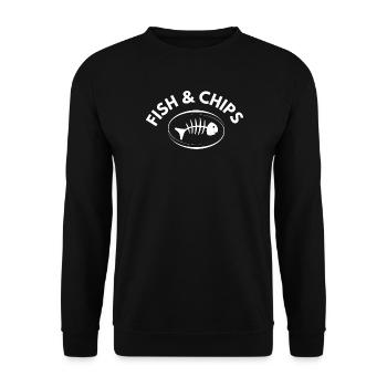 fish and chips, poisson, restauration - Sweat-shirt Unisexe - noir - Devant - Alina (178cm) & Michal (187cm)