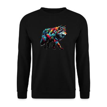 Wolf - Unisex Sweatshirt - black - Front - Alina (178cm) & Michal (187cm)