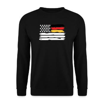 Deutschland USA Flagge Deutsch Amerikaner - Unisex Pullover - Schwarz - Vorne - Alina (178cm) & Michal (187cm)
