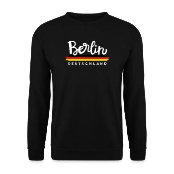Berlin Deutschland Deutsche Flagge - Unisex Pullover - Schwarz - Vorne - Alina (178cm) & Michal (187cm)