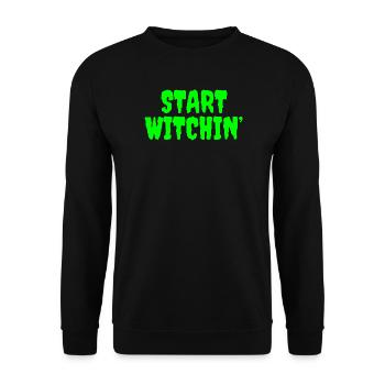 Vibrant Green Witching Start Phrase - Unisex Sweatshirt - black - Front - Alina (178cm) & Michal (187cm)