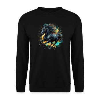 Cheval - Sweat-shirt Unisexe - noir - Devant - Alina (178cm) & Michal (187cm)