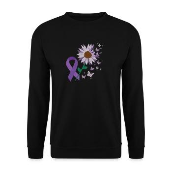 Epilepsie lila Schleife Blume Schmetterling - Unisex Pullover - Schwarz - Vorne - Alina (178cm) & Michal (187cm)