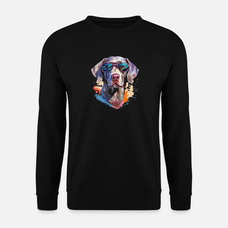 Weimaraner mit Sonnenbrille - Unisex Pullover - Schwarz