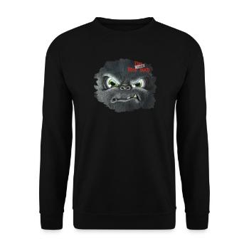 Das Kleine Böse Buch Böses Gesicht Und Logo - Unisex Pullover - Schwarz - Vorne - Alina (178cm) & Michal (187cm)