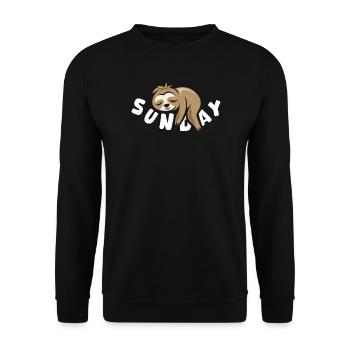 Sunday Faultier comic lustig Sonntagsshirt Symbol - Unisex Pullover - Schwarz - Vorne - Alina (178cm) & Michal (187cm)
