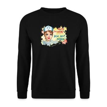 Nurse Gute Pflege? Ich Bin Dabei - Unisex Pullover - Schwarz - Vorne - Alina (178cm) & Michal (187cm)
