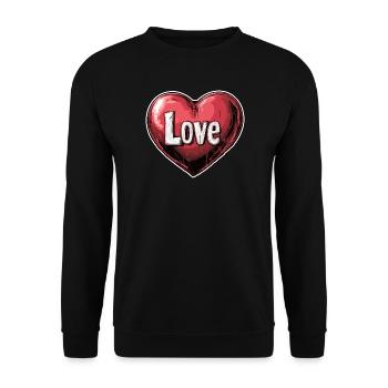 Herz der Liebe Illustration - Unisex Pullover - Schwarz - Vorne - Alina (178cm) & Michal (187cm)