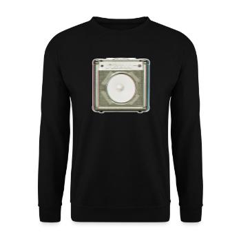 Glitch Retro Lautsprecher Neon - Unisex Pullover - Schwarz - Vorne - Alina (178cm) & Michal (187cm)
