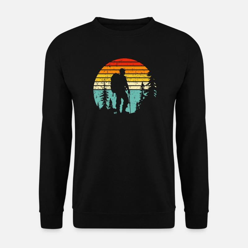 Wanderer-Silhouette zur Retro-Schlafenszeit - Unisex Pullover - Schwarz