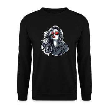 Graue Glamour Hoodie-Girl - Unisex Pullover - Schwarz - Vorne - Alina (178cm) & Michal (187cm)