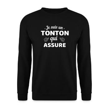 T-shirt Humor Tonton Confidence - Sweat-shirt Unisexe - noir - Devant - Alina (178cm) & Michal (187cm)
