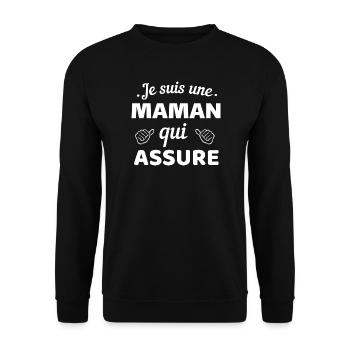 Selbstbewusste Mom Pride Botschaft - Unisex Pullover - Schwarz - Vorne - Alina (178cm) & Michal (187cm)