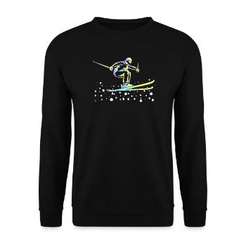Neon Farbverlauf Skisprung - Unisex Pullover - Schwarz - Vorne - Alina (178cm) & Michal (187cm)