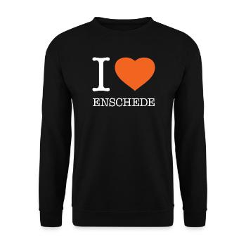I LOVE ENSCHEDE - Unisex Pullover - Schwarz - Vorne - Alina (178cm) & Michal (187cm)