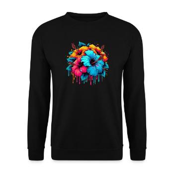 Hibiscus Flowers - Unisex Sweatshirt - black - Front - Alina (178cm) & Michal (187cm)