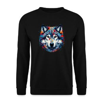 Wolf - Unisex Pullover - Schwarz - Vorne - Alina (178cm) & Michal (187cm)