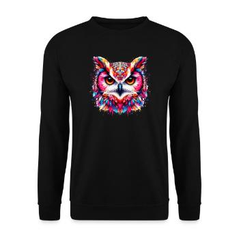 Owl - Unisex Sweatshirt - black - Front - Alina (178cm) & Michal (187cm)