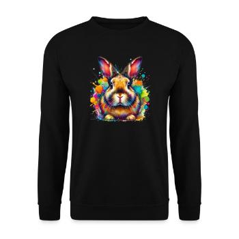 Kaninchen - Unisex Pullover - Schwarz - Vorne - Alina (178cm) & Michal (187cm)