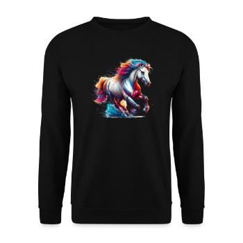 Cheval - Sweat-shirt Unisexe - noir - Devant - Alina (178cm) & Michal (187cm)
