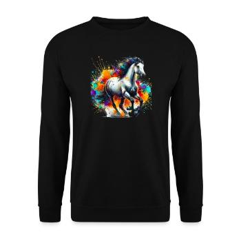 Pferd - Unisex Pullover - Schwarz - Vorne - Alina (178cm) & Michal (187cm)