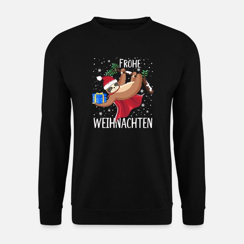 Faultier Frohe Weihnachten Schneeflocken - Unisex Pullover - Schwarz