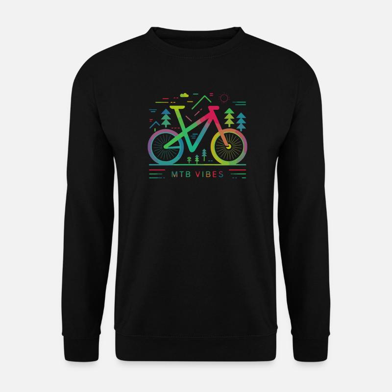 Lebendige Mountainbike-Trail-Illustration - Unisex Pullover - Schwarz