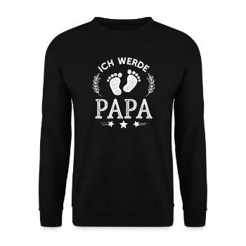 Ich werde Papa Stolzer Vater Nachwuchs Verkündung - Unisex Pullover - Schwarz - Vorne - Alina (178cm) & Michal (187cm)
