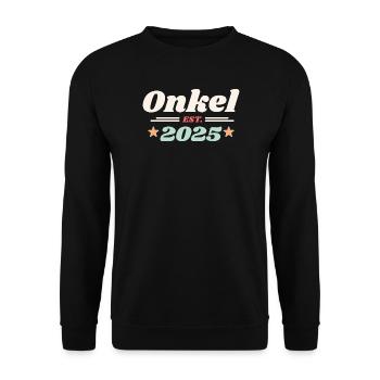 Onkel Est 2025 Ich werde Onkel Retro Style - Unisex Pullover - Schwarz - Vorne - Alina (178cm) & Michal (187cm)