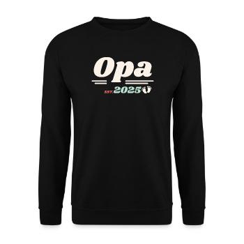 Opa Est 2025 Ich werde Großvater Retro Style - Unisex Pullover - Schwarz - Vorne - Alina (178cm) & Michal (187cm)