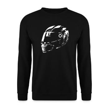 Rennfahrer Helm Auto Motorrad Symbol Illustration - Unisex Pullover - Schwarz - Vorne - Alina (178cm) & Michal (187cm)