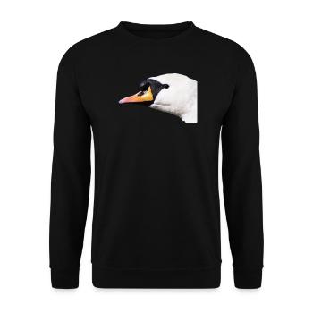 Schwanenporträt Schwarzweiß Kontrast - Unisex Pullover - Schwarz - Vorne - Alina (178cm) & Michal (187cm)
