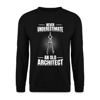 Ne sous-estimez jamais un vieil architecte - Sweat-shirt Unisexe - noir - Devant - Alina (178cm) & Michal (187cm)