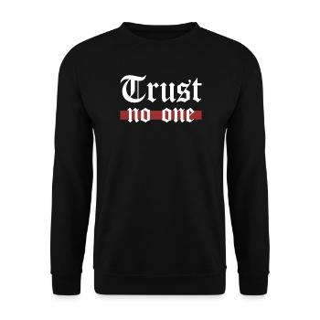 Trust No One Gothic Grunge Statement Spruch - Unisex Pullover - Schwarz - Vorne - Alina (178cm) & Michal (187cm)
