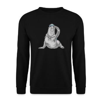 Seal sailor sailor's hat - Unisex Sweatshirt - black - Front - Alina (178cm) & Michal (187cm)