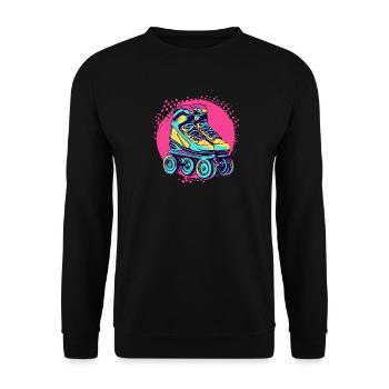 Neon Rollschuhe 90s 80s Retro Vintage - Unisex Pullover - Schwarz - Vorne - Alina (178cm) & Michal (187cm)