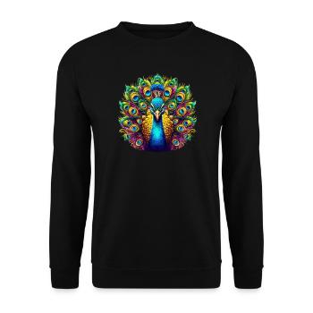 Pfau - Unisex Pullover - Schwarz - Vorne - Alina (178cm) & Michal (187cm)