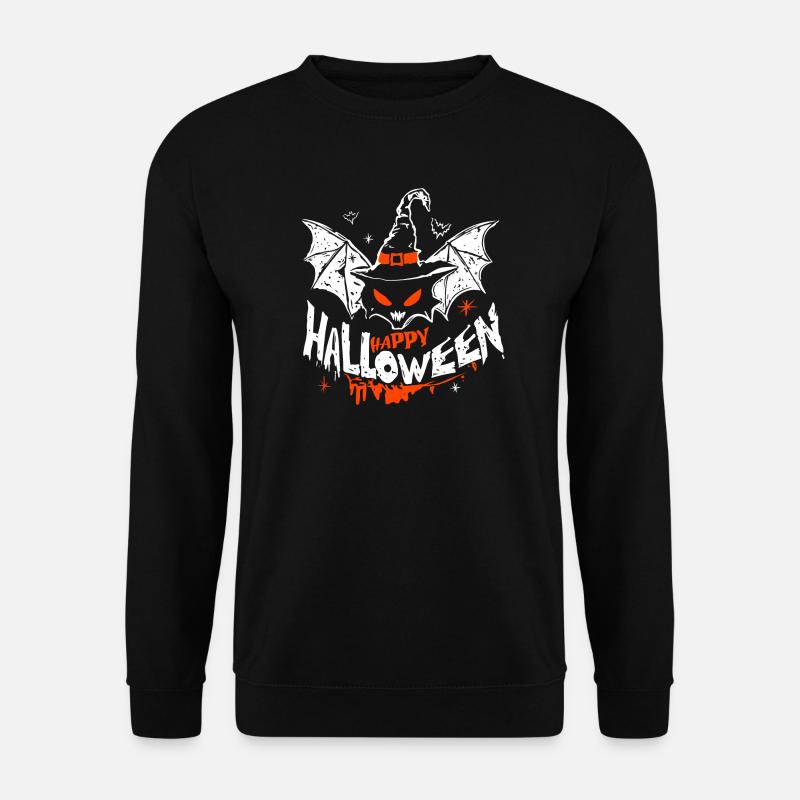 Halloween Fledermaus mit Hexenhut - Fun Design - Unisex Pullover - Schwarz