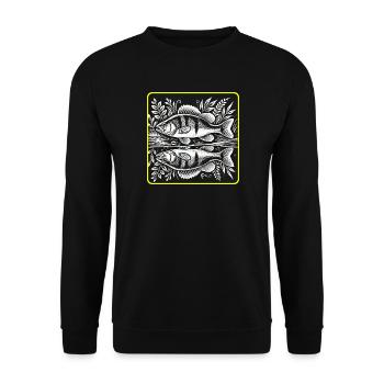 Conception de la silhouette d'un pêcheur à la - Sweat-shirt Unisexe - noir - Devant - Alina (178cm) & Michal (187cm)